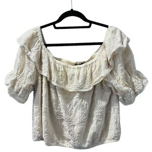 Love Sam Anthropologie Beaded Ivory Off The Shoulder Top Size Large Women's